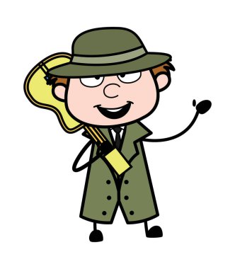 Cartoon Spy Holding Gitar