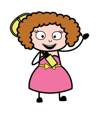 Çizgi film Genç Bayan Gitar Tutuyor