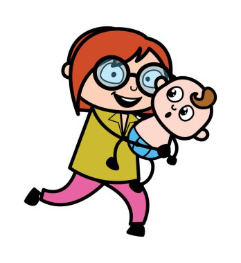 Karikatür Öğretmeni Bebek Tutuyor
