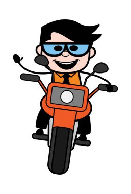 Çizgi film İşadamı Motosiklete Biniyor