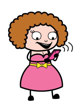 Çizgi film Genç Bayan Akıllı Telefon İzliyor