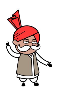 Kızgın Haryanvi Yaşlı Adam Çizgi Filmi Bir eli havada