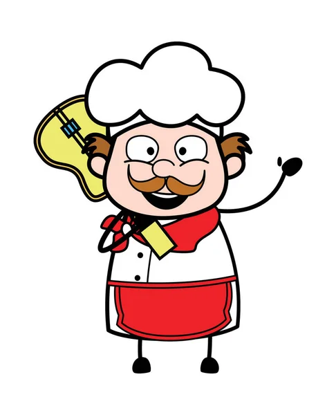 Cartoon Businessman Holding Chitarra — Vettoriale Stock