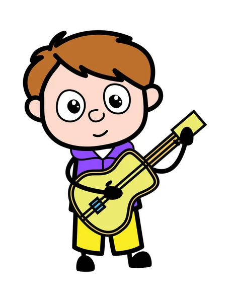 Мультфильм Мальчик Играет Гитаре — стоковый вектор