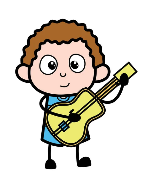 Cartoon Kid Playing Guitar — стоковый вектор