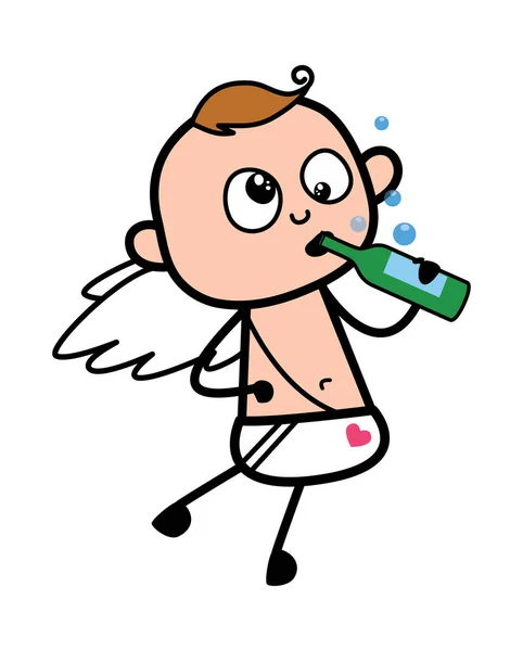 Bêbado Cartoon Angel Ilustração — Vetor de Stock