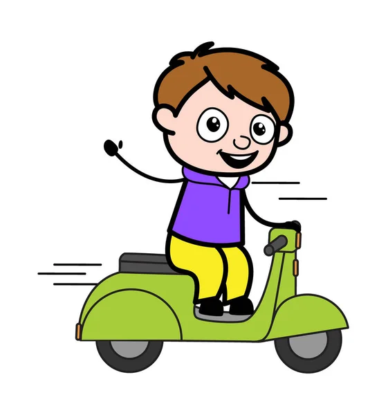 Cartoon Boy Riding Scooter — Stock Vector