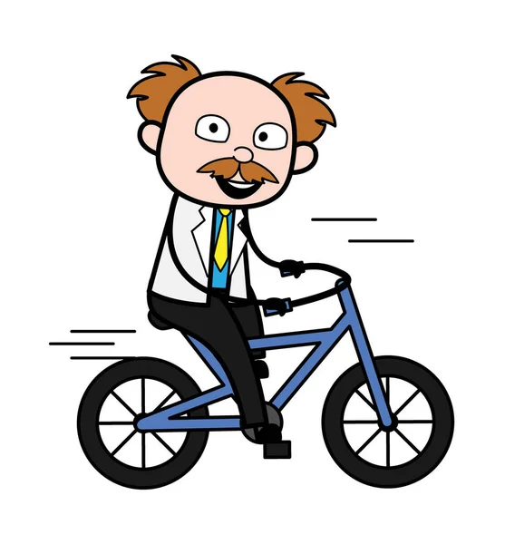Karikaturist Beim Fahrradfahren — Stockvektor