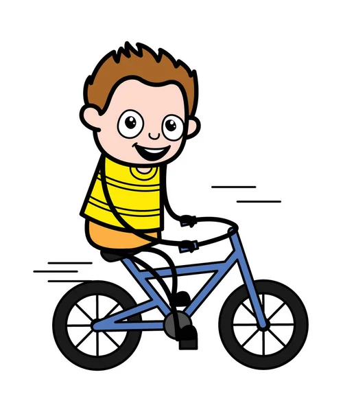 Cartoon Junge Beim Fahrradfahren — Stockvektor