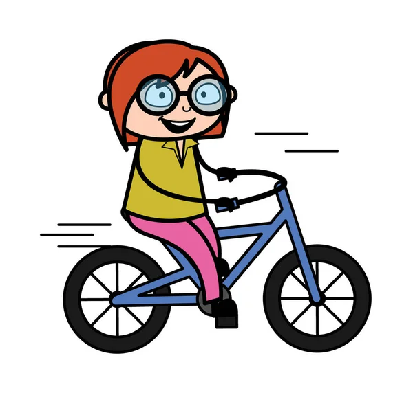 Cartoon Lehrer Fahrrad Fahren — Stockvektor