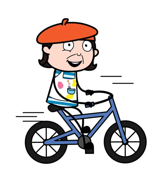 Cartoon Artist Beim Fahrradfahren — Stockvektor