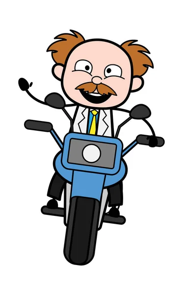 Karikaturist Beim Motorradfahren — Stockvektor