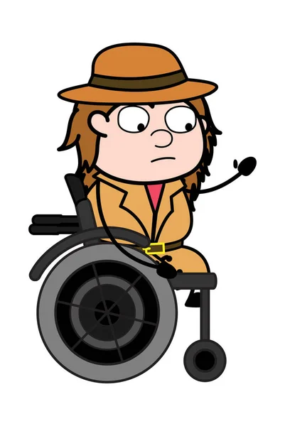 卡通片调查员坐在轮椅上 — 图库矢量图片