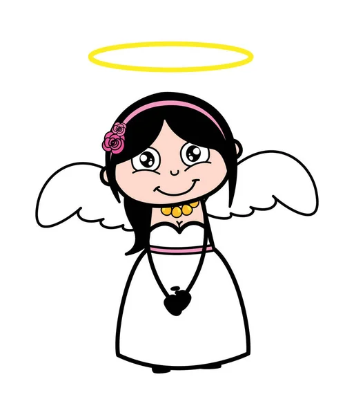 Novia Dibujos Animados Traje Ángel — Vector de stock