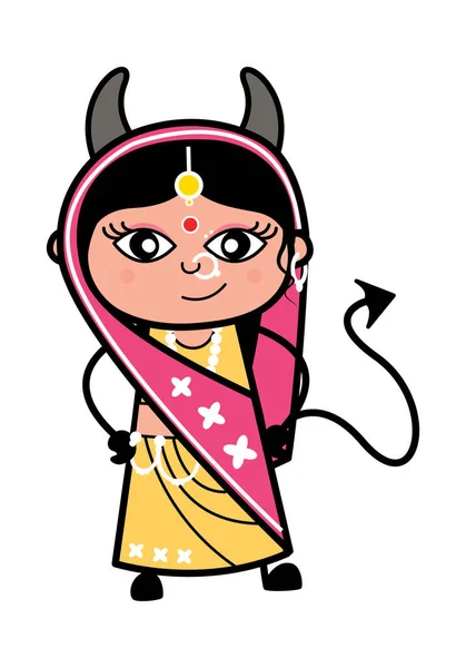 Dessin Animé Maléfique Femme Indienne Comme Diable — Image vectorielle