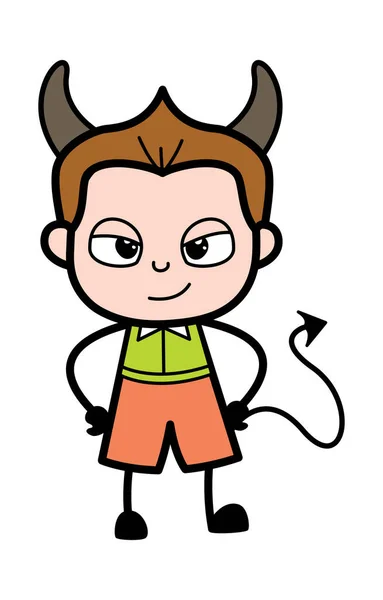 Evil Cartoon Schoolboy Devil — Stock Vector