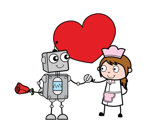 愛の漫画ロボット — ストックベクタ