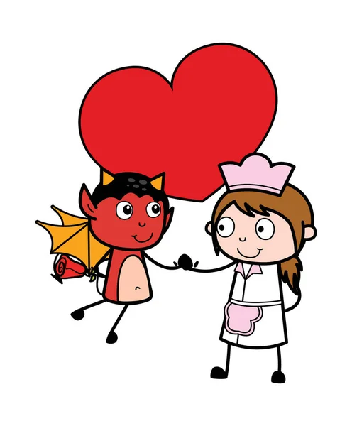 Diabo Dos Desenhos Animados Amor —  Vetores de Stock