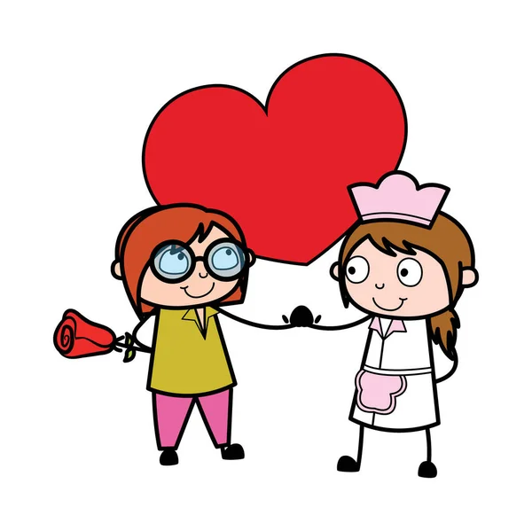 Professora Desenhos Animados Amor —  Vetores de Stock