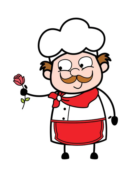 Cartoon Businessman Giving Red Rose — Stock Vector