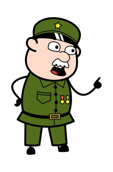 Cartoon Militar Homem Dizendo Algo —  Vetores de Stock