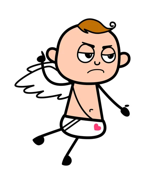 Angry Angel Cartoon Met Een Hand Opgeheven — Stockvector