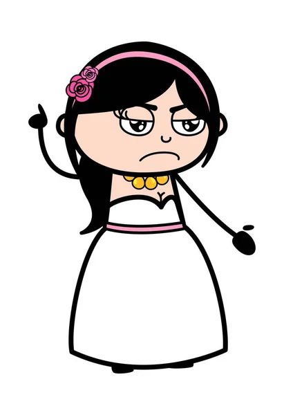 Angry Bride Cartoon Con Una Mano Sollevata — Vettoriale Stock