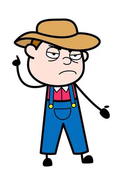 Angry Farmer Cartoon Com Uma Mão Levantada —  Vetores de Stock