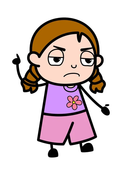 Naštvaná Dívka Karikatura Jednou Rukou Zdviženou — Stockový vektor