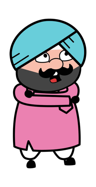 Arms Followed Cute Sardar Cartoon Talking