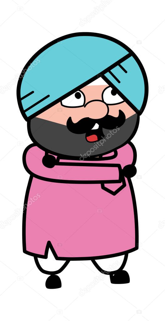 Arms Folded Cute Sardar Cartoon Talking