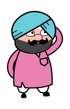 Karikatür Sevimli Sardar Karmaşa içinde Düşünüyor
