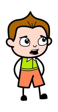 Endişeli çizgi film öğrencisi konuşuyor.