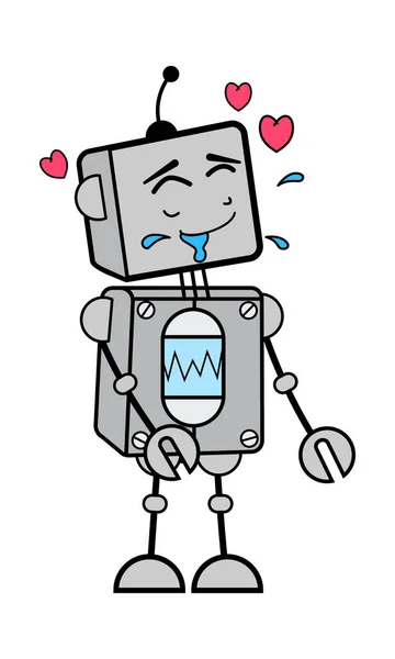 Robot Dibujos Animados Babeando Amor — Vector de stock