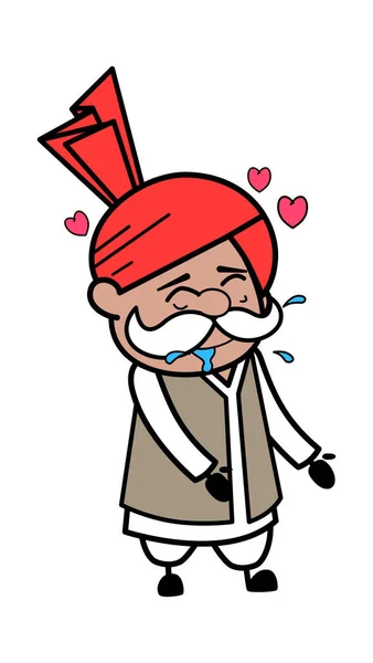 Haryanvi Homem Velho Desenhos Animados Babando Amor — Vetor de Stock