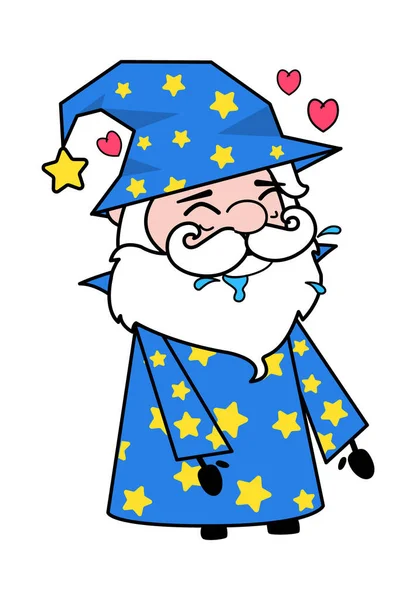 Wizard Cartoon Drooling Love — Stock Vector