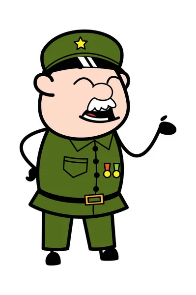 Militar Hombre Dibujos Animados Arguing — Vector de stock