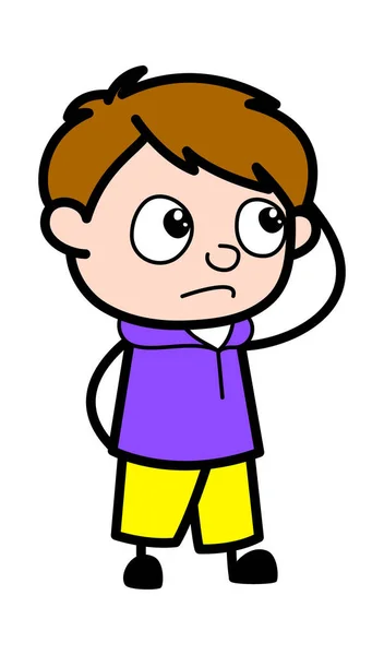 Cartoon Boy Pensando Confusión — Vector de stock