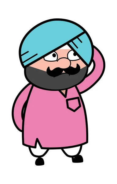 Cartoon Cute Sardar Myślenia Zamieszaniu — Wektor stockowy