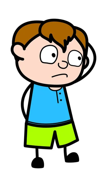 Dibujos Animados Teen Boy Pensando Confusión — Vector de stock
