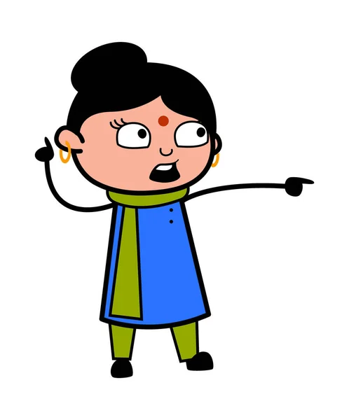 Blaming Indian Lady Cartoon — Stock Vector