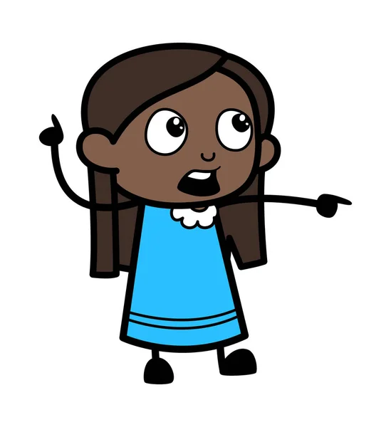 Culpar Chica Negra Dibujos Animados — Vector de stock