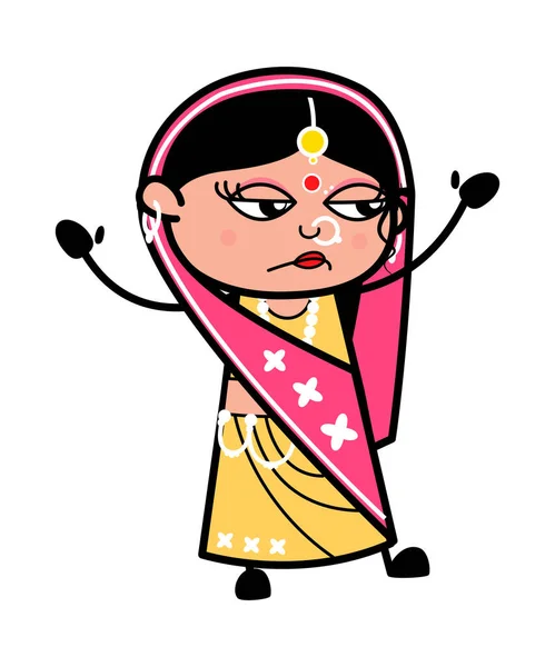 Regret Indian Woman Cartoon — 스톡 벡터