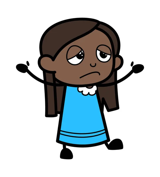 Lamentable Chica Negra Dibujos Animados — Vector de stock