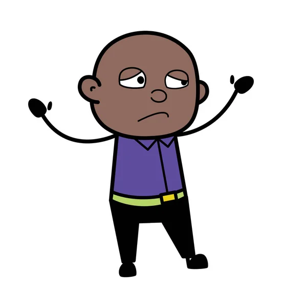 Bedauern Glatzkopf Black Man Cartoon — Stockvektor