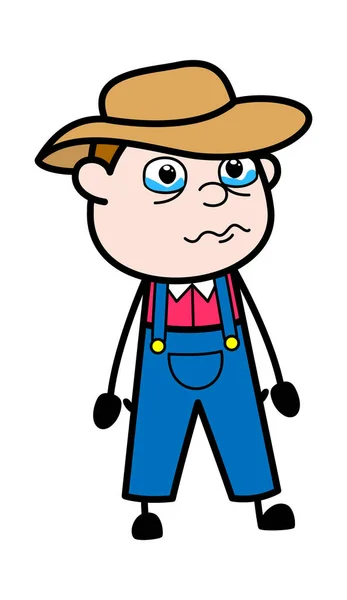 Cartoon Farmer Huilen Illustratie — Stockvector