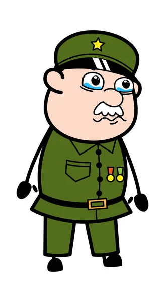 Cartoon Military Man Crying — Stock Vector