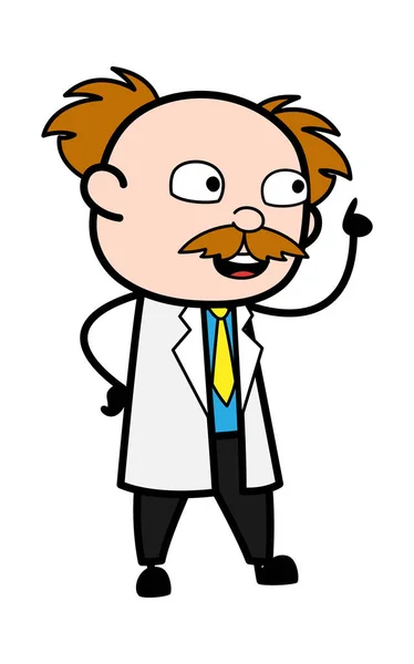 Cartoon Scientist Talking Happy — Stock Vector