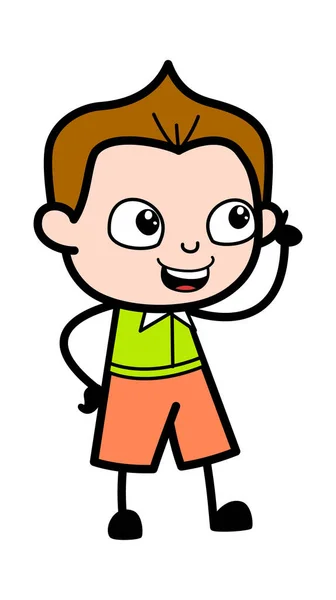 Cartoon Schoolboy Talking Happy — Stockový vektor