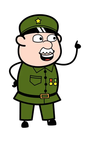 Dibujos Animados Militar Hombre Hablando Feliz — Vector de stock